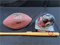 Autographed Football/Mini Helmet/Mini Bat