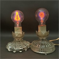 Pair of Vintage Lamps w/ Masonic Light Bulbs