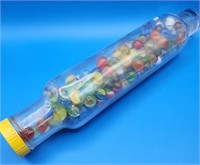 Old Glass Rolling Pin with Vintage Marbles