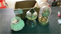 Clock With Extra Dome Oil Lamp  Globe Etc