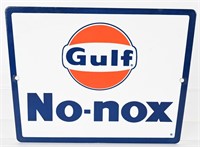 GULF NO-NOX PORCELAIN GAS PUMP PLATE
