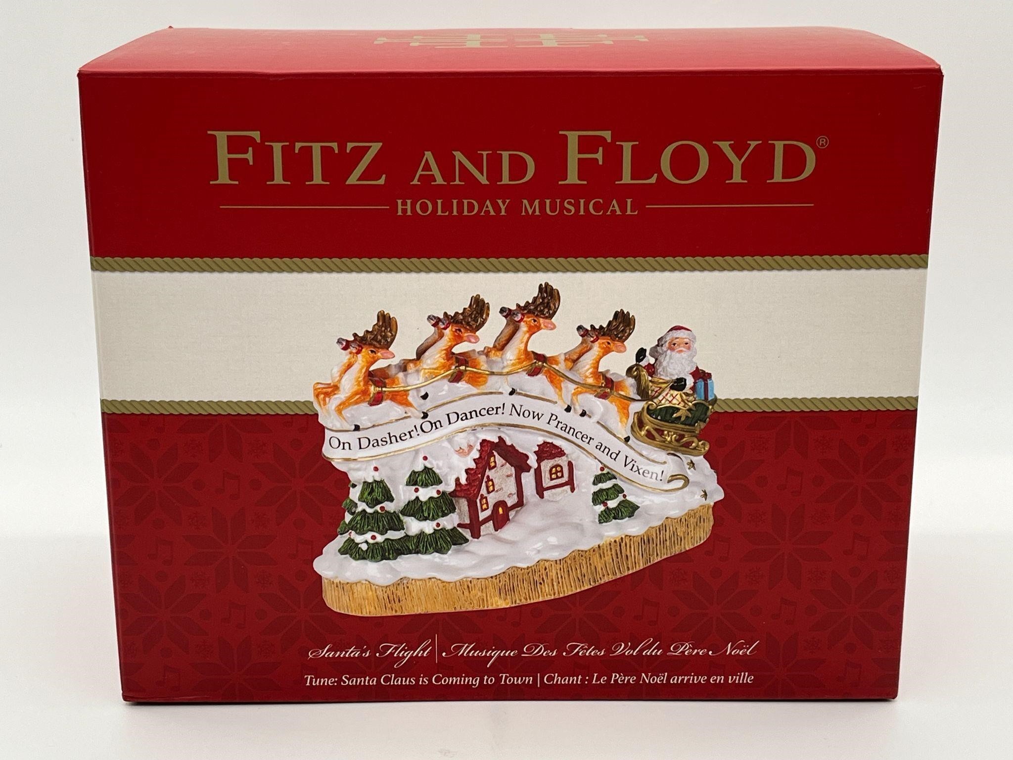 New Fitz & Floyd Musical Santa's Flight Figurine