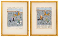 Persian Illuminated Manuscript Leafs, Pair