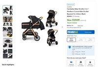 N4753  Cynebaby Infant Stroller Bassinet (Black)