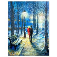 Vadik Suljakov, "Snow Walk" Original Oil Painting