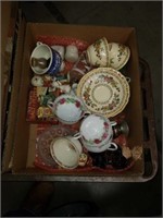 Box of tea cups and miscellaneous