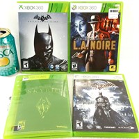 4 jeux XBOX 360 dont BATMAN, SKYRIM et L.A. NOIRE