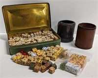Antique Bone and Wood Dice and Cups