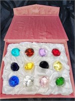 12 colored glass Gems