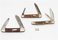 3 Vintage Bone Pocket Knives Case XX Remington