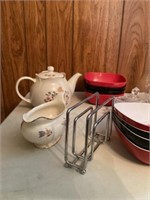 Dishes and tea pot