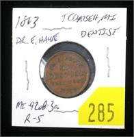 1863 Civil War token, Dentist, Rarity 5