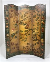 Folding screen, 3 panels, vines, flowers & birds