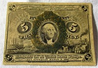 US 5¢ Fraction Currency Note