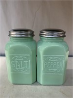Modern jadeite salt & pepper shakers