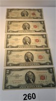 $2 Red Seal United States Notes  ( 5 )