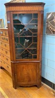 INLAID MAHOGANY ENGLISH 2 PC  CORNER CUPBOARD