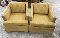 Pair of Gold Upholstered Arm Chairs