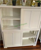 Sliding door bookcase storage cabinet with