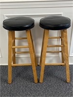 (2) Wooden padded bar stools 28”, they have a