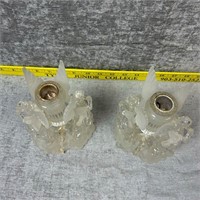 2 Clear Plastic Candle Holders