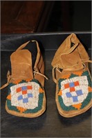 A Pair of All Leather Beaded Moccassins