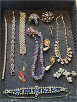 Rhinestone, crystal and signed jewelry pieces