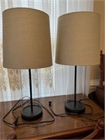 Pair Tall Cylinder Accent Lamps