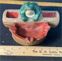 Vintage Ceramic Frog On A Log