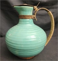 Blue pottery pitcher