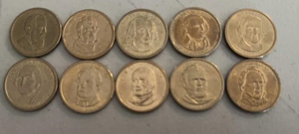 (10)PRESIDENTIAL DOLLAR COINS-ASSORTED