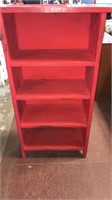 4 shelf red wood bookcase