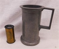Antique French pewter double deciliter measure -