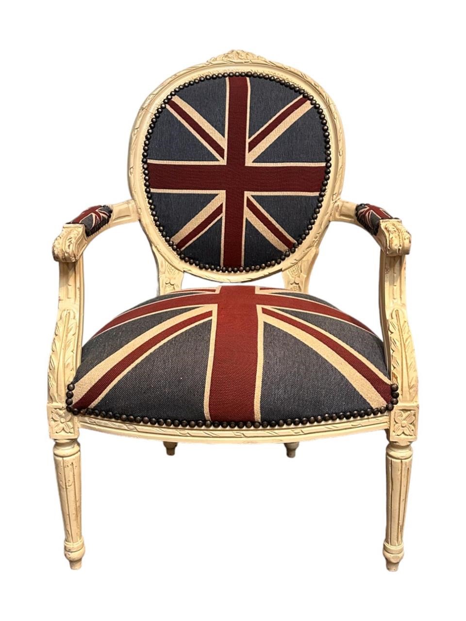 Oval Arm Chair with Union Jack Uphosltery