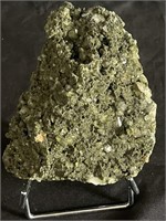Forest epidote quartz geode