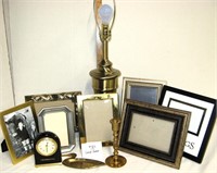 Brass Lamp and Photo Frames