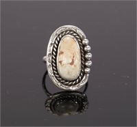 TG SIGNED WHITE TURQUOISE & STERLING SILVER RING