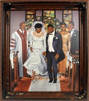 AARON HICKS FRAMED LITHOGRAPH JUMPING THE BROOM