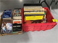 GROUP OF BOOKS, TOTE OF VINYL RECORD ALBUMS