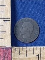 1854 BB France coin 5 centimes