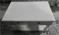 White finish contemporary two drawer cocktail