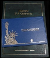 STATUE OF LIB COMMEM & HISTORIC US CURRENCY BOOK