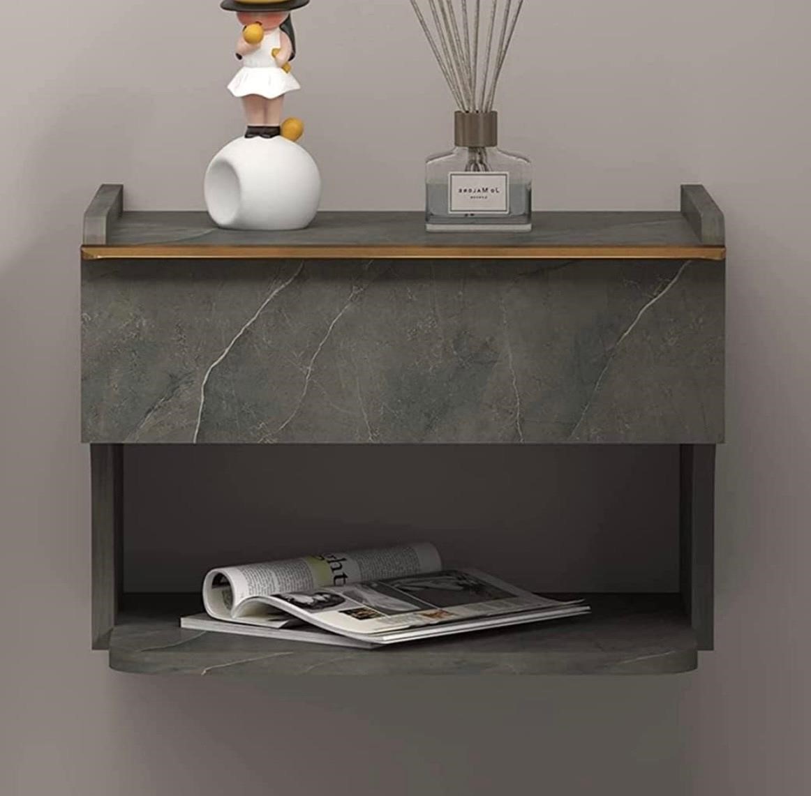 Floating Nightstand with Drawer and Open Shelf 2pk