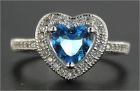 Blue Topaz Heart Solitaire Ring