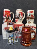 Budweiser Stein Cups (3) and (2) Beer Cups