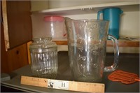 Glass Canister w/ Lid & Glass Pitcher