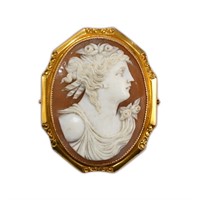 Circa 1890 18k Gold Cameo Brooch or Pendant -