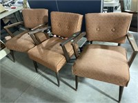 Mcm Upholstered Wood Framed Chairs (3)