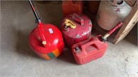 Lot of 3 Metal and Plastic Gas Cans