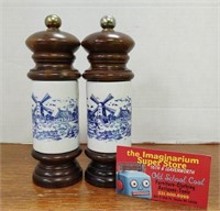 Pair of Delft(?) Salt and pepper grinders